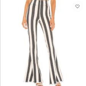 Striped bellbottom jean flares Show me your mumu stretch flare